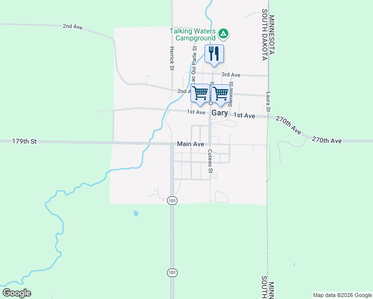 map of restaurants, bars, coffee shops, grocery stores, and more near 801-847 Lac Qui Parle St in Gary
