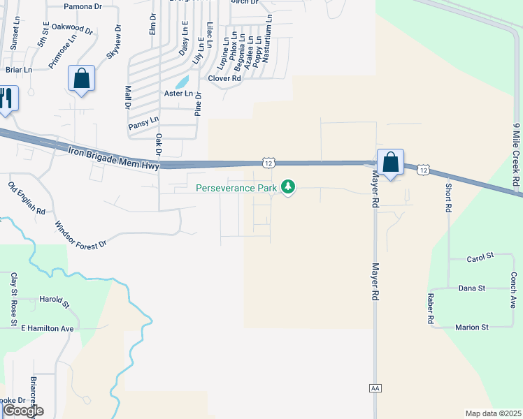 map of restaurants, bars, coffee shops, grocery stores, and more near 6007 U.S. 12 in Eau Claire