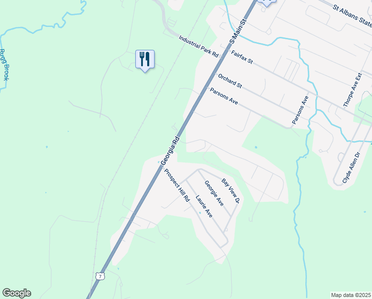map of restaurants, bars, coffee shops, grocery stores, and more near 351 South Main Street in Saint Albans City