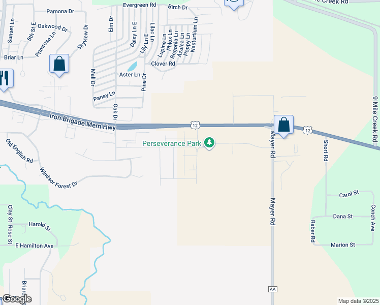 map of restaurants, bars, coffee shops, grocery stores, and more near 6007 U.S. 12 in Eau Claire