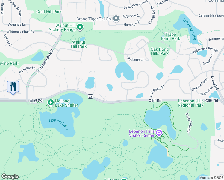 map of restaurants, bars, coffee shops, grocery stores, and more near 910 Lakewood Hills Road North in Eagan