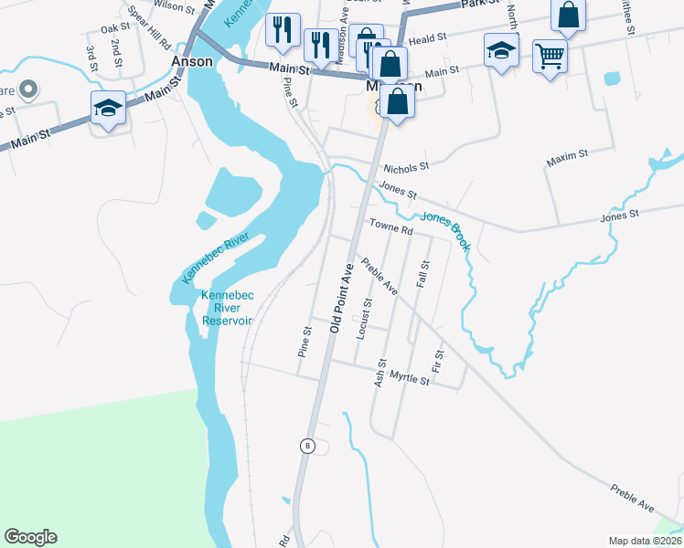 map of restaurants, bars, coffee shops, grocery stores, and more near 95 U.S. 201A in Madison