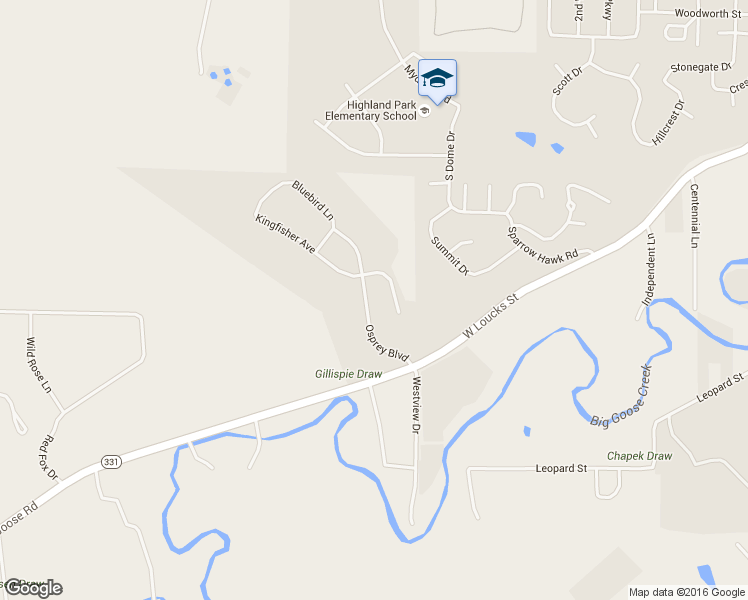 map of restaurants, bars, coffee shops, grocery stores, and more near 647 Osprey Boulevard in Sheridan