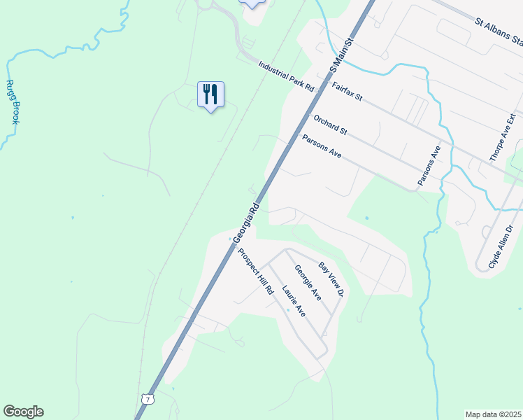 map of restaurants, bars, coffee shops, grocery stores, and more near 351 South Main Street in Saint Albans City