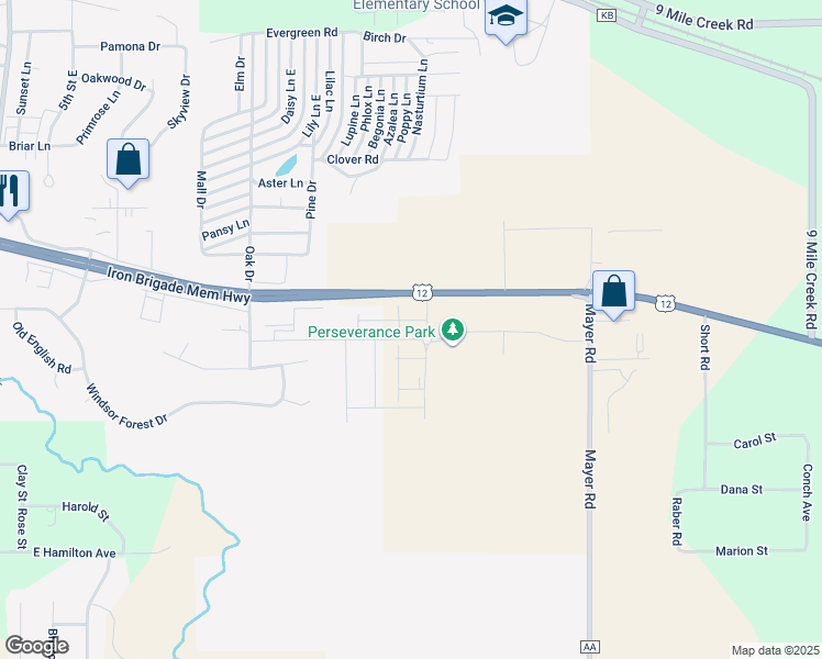 map of restaurants, bars, coffee shops, grocery stores, and more near 6007 U.S. 12 in Eau Claire