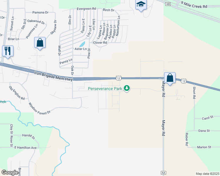 map of restaurants, bars, coffee shops, grocery stores, and more near 6007 U.S. 12 in Eau Claire