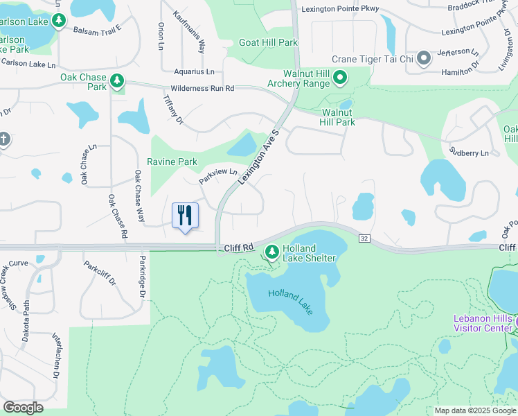 map of restaurants, bars, coffee shops, grocery stores, and more near 4577 Cantebury Circle in Eagan