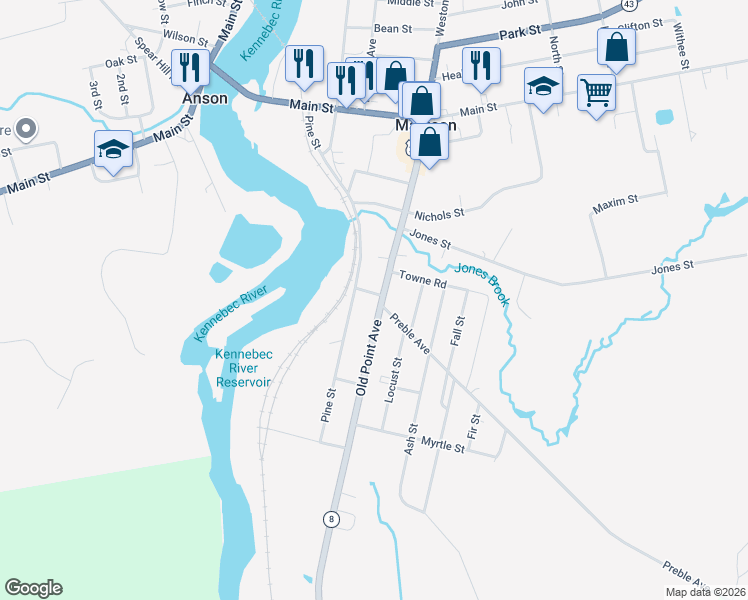 map of restaurants, bars, coffee shops, grocery stores, and more near 95 U.S. 201A in Madison
