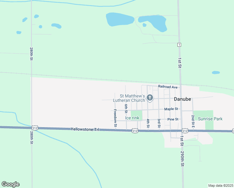 map of restaurants, bars, coffee shops, grocery stores, and more near 403 6th Street in Danube