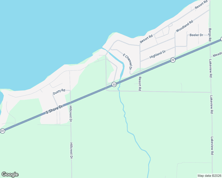 map of restaurants, bars, coffee shops, grocery stores, and more near W5184 Shady Lane in Shawano