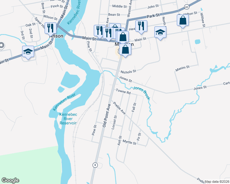map of restaurants, bars, coffee shops, grocery stores, and more near 8 Towne Road in Madison