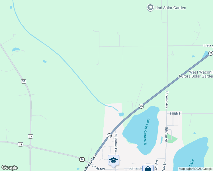 map of restaurants, bars, coffee shops, grocery stores, and more near in Norwood Young America