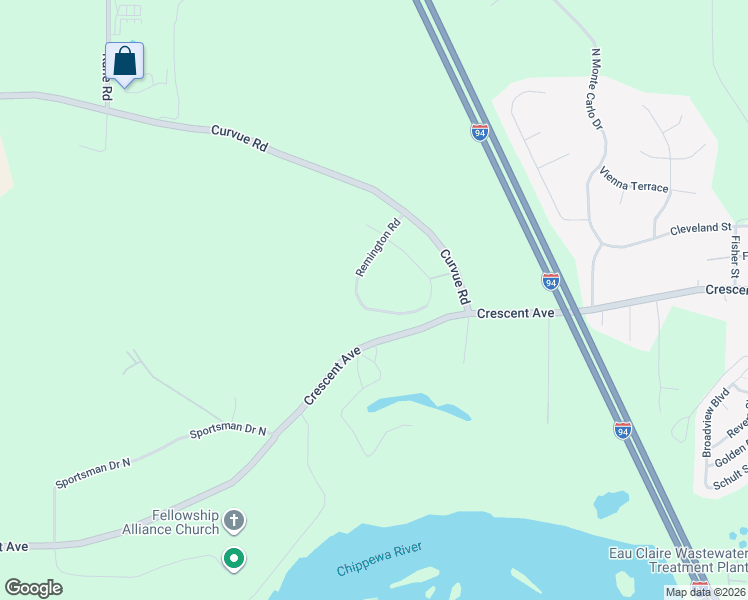 map of restaurants, bars, coffee shops, grocery stores, and more near 3310 Remington Road in Eau Claire