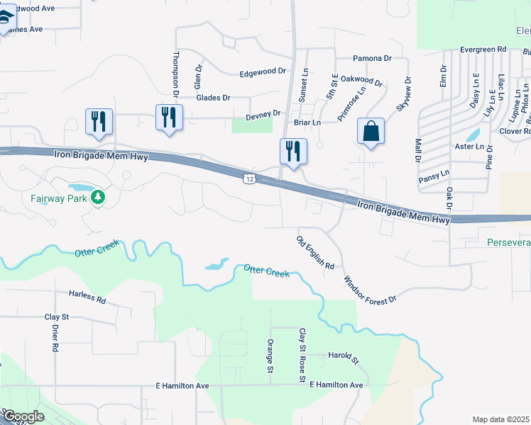 map of restaurants, bars, coffee shops, grocery stores, and more near 1112 Windsor Forest Drive in Altoona