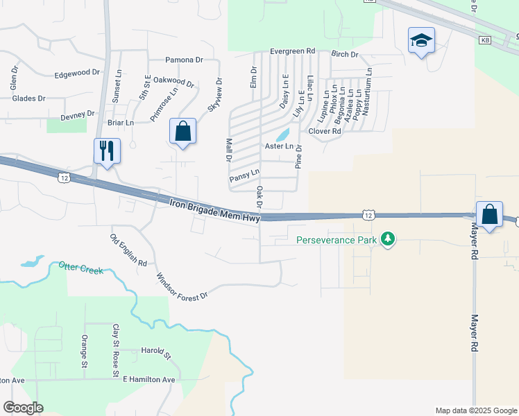 map of restaurants, bars, coffee shops, grocery stores, and more near 1032 Oak Drive in Altoona