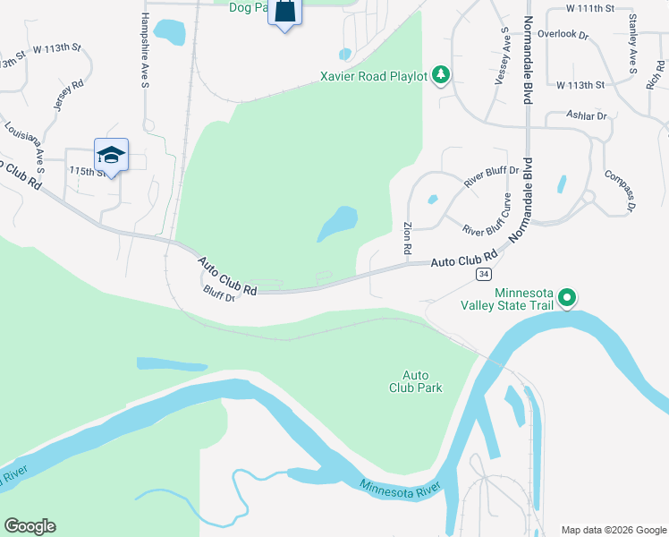 map of restaurants, bars, coffee shops, grocery stores, and more near 6100 Auto Club Road in Minneapolis