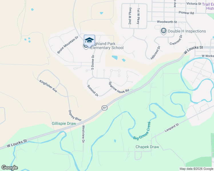 map of restaurants, bars, coffee shops, grocery stores, and more near 1885 Summit Drive in Sheridan