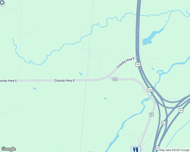 map of restaurants, bars, coffee shops, grocery stores, and more near 5844 County Road East in Abrams