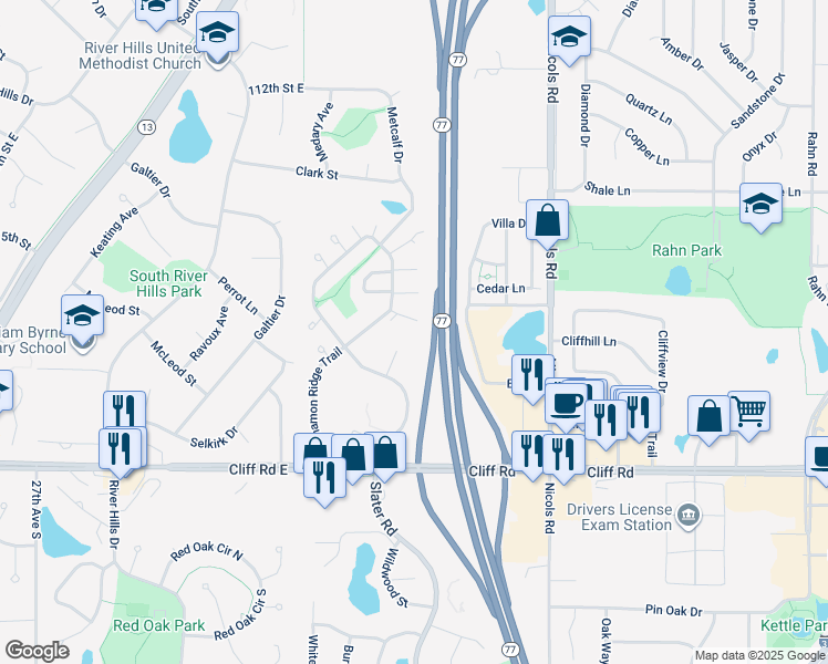 map of restaurants, bars, coffee shops, grocery stores, and more near 4486 Cinnamon Ridge Trail in Eagan