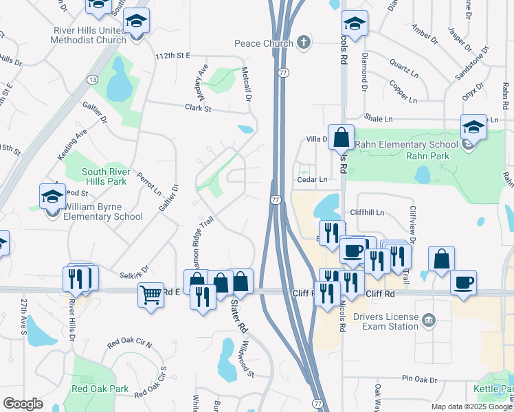 map of restaurants, bars, coffee shops, grocery stores, and more near 4486 Cinnamon Ridge Trail in Eagan