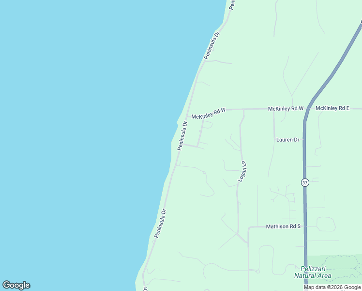 map of restaurants, bars, coffee shops, grocery stores, and more near 7332 Peninsula Drive in Traverse City