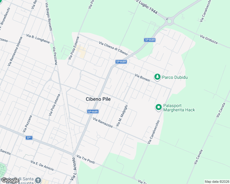 map of restaurants, bars, coffee shops, grocery stores, and more near 16 Via Divisione Acqui in Carpi