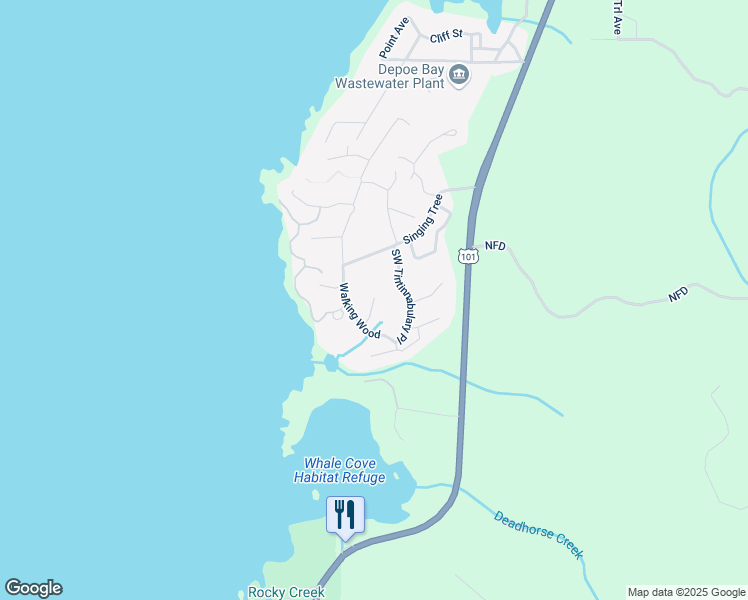 map of restaurants, bars, coffee shops, grocery stores, and more near 370 Forest Park in Depoe Bay