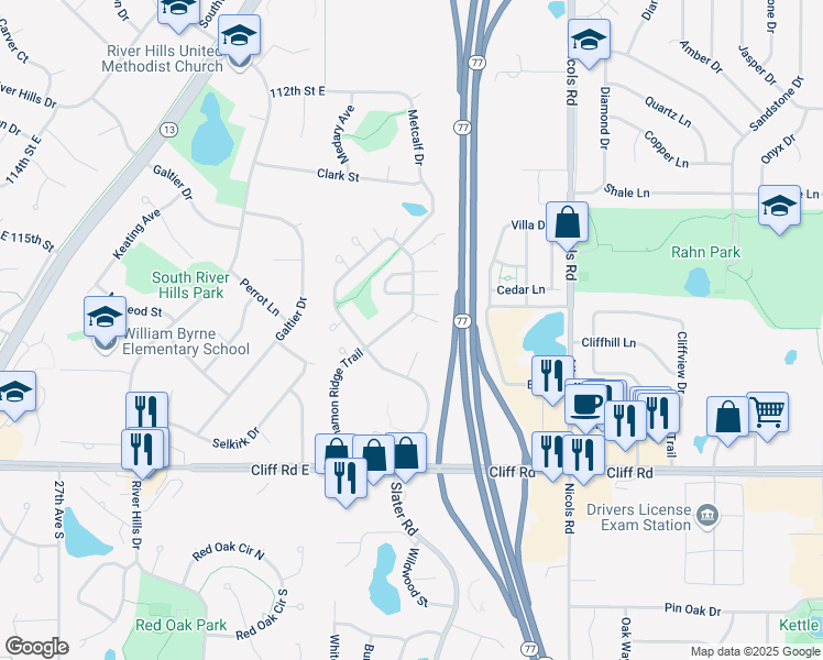 map of restaurants, bars, coffee shops, grocery stores, and more near 4507 Cinnamon Ridge Trail in Eagan
