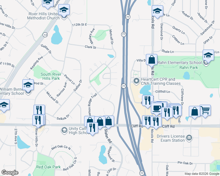 map of restaurants, bars, coffee shops, grocery stores, and more near 4486 Cinnamon Ridge Trail in Eagan