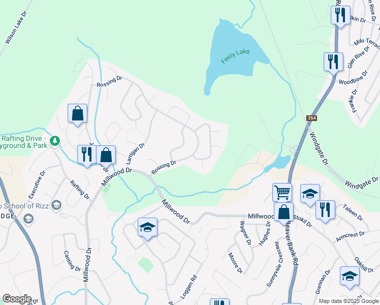 map of restaurants, bars, coffee shops, grocery stores, and more near 72 Rossing Drive in Middle Sackville
