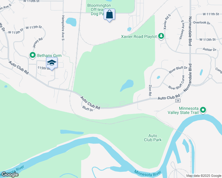 map of restaurants, bars, coffee shops, grocery stores, and more near 6100 Auto Club Road in Minneapolis