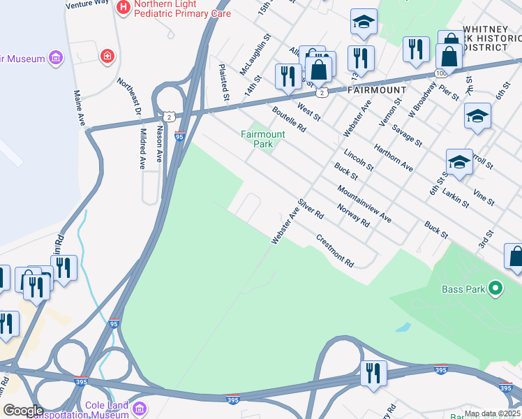 map of restaurants, bars, coffee shops, grocery stores, and more near 21 Fairways in Bangor