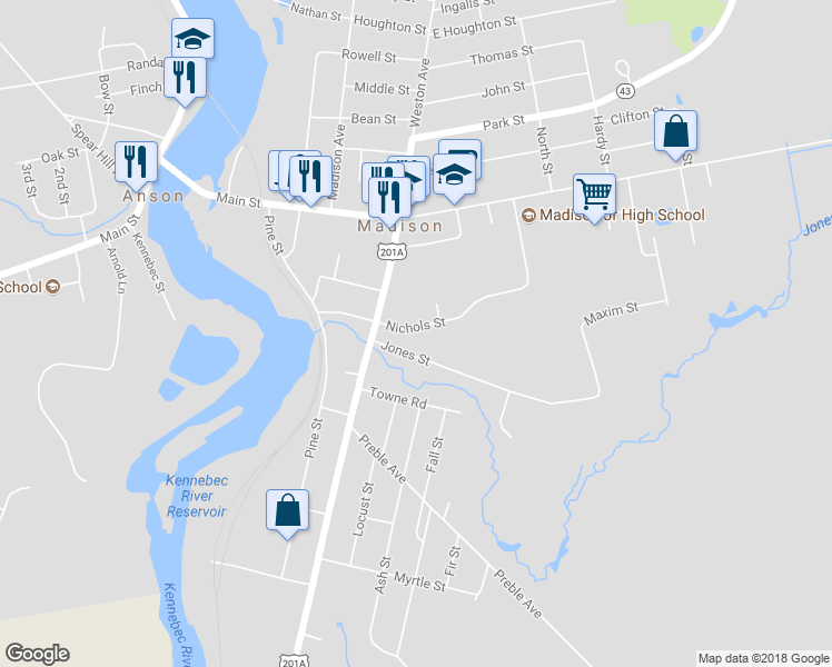 map of restaurants, bars, coffee shops, grocery stores, and more near 37 Nichols Street in Madison