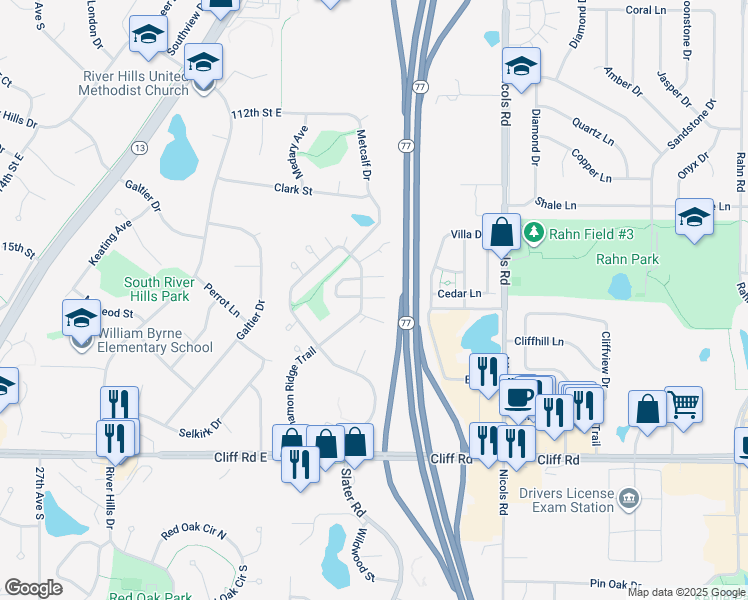 map of restaurants, bars, coffee shops, grocery stores, and more near 4486 Cinnamon Ridge Trail in Eagan