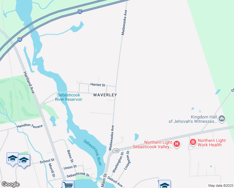 map of restaurants, bars, coffee shops, grocery stores, and more near 105 North Main Street in Pittsfield