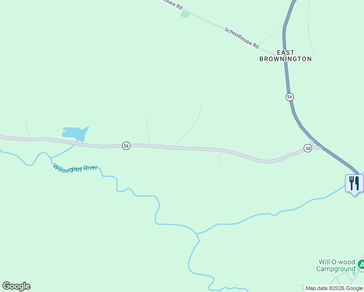 map of restaurants, bars, coffee shops, grocery stores, and more near 2625 Evansville Road in Brownington