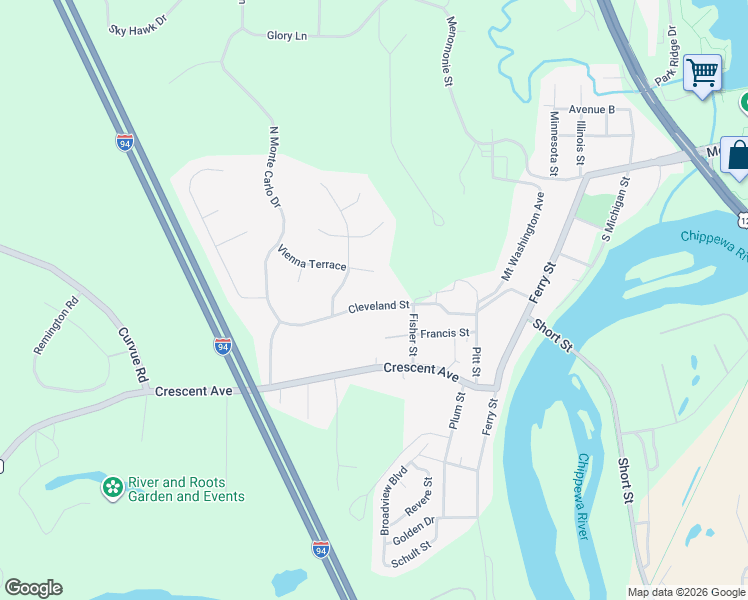 map of restaurants, bars, coffee shops, grocery stores, and more near 2105 Vienna Terrace in Eau Claire