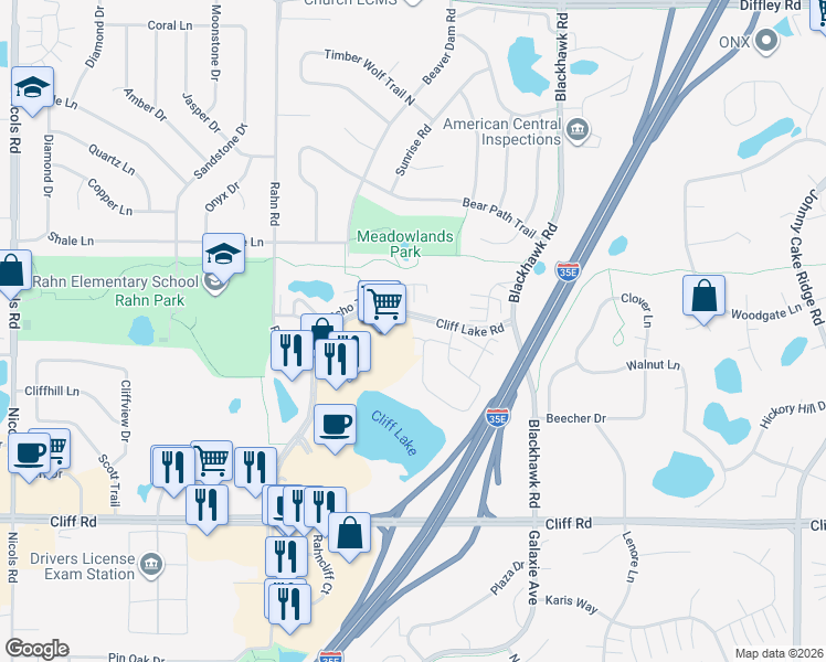 map of restaurants, bars, coffee shops, grocery stores, and more near 4417 Naper Bay in Eagan