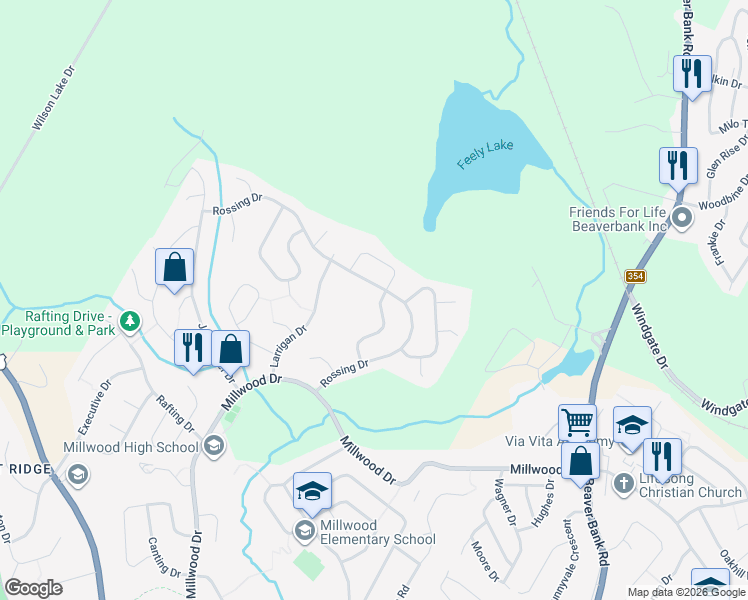 map of restaurants, bars, coffee shops, grocery stores, and more near 135 Rossing Drive in Middle Sackville