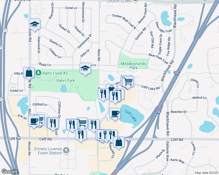 map of restaurants, bars, coffee shops, grocery stores, and more near 1987 Jan Echo Trail in Eagan