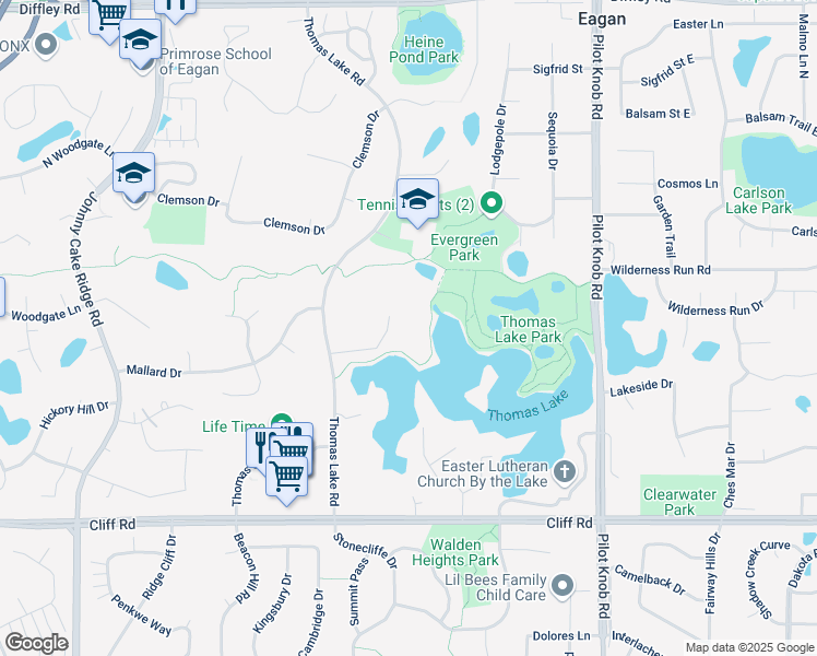 map of restaurants, bars, coffee shops, grocery stores, and more near 1510 Thomas Lake Pointe Rd in Eagan