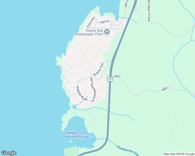 map of restaurants, bars, coffee shops, grocery stores, and more near 199 The Pines in Depoe Bay