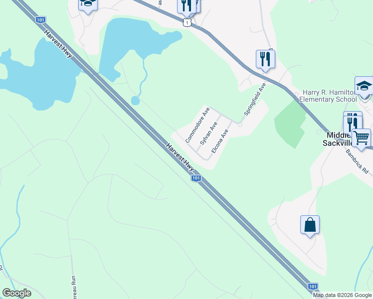map of restaurants, bars, coffee shops, grocery stores, and more near 30 Champlain Avenue in Middle Sackville