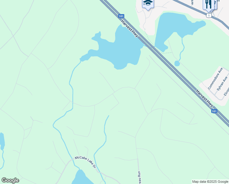 map of restaurants, bars, coffee shops, grocery stores, and more near Bondi Drive in Middle Sackville