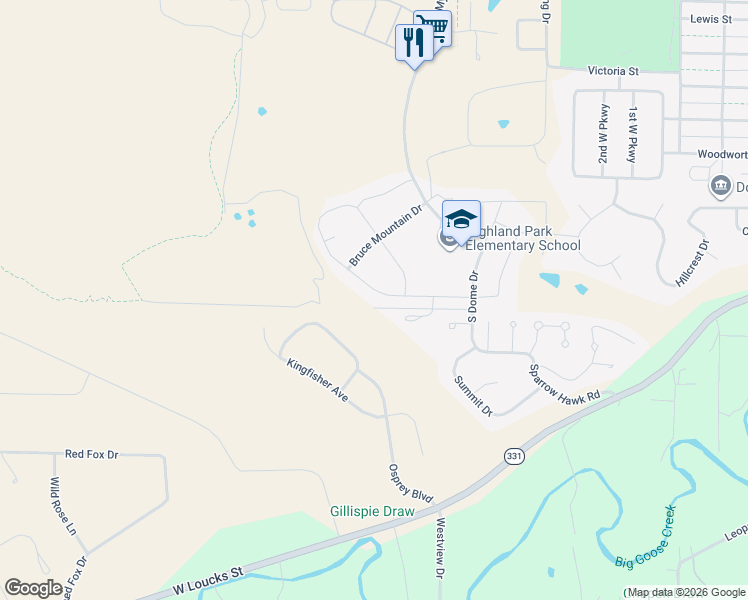 map of restaurants, bars, coffee shops, grocery stores, and more near 2246 Pheasant Draw Road in Sheridan