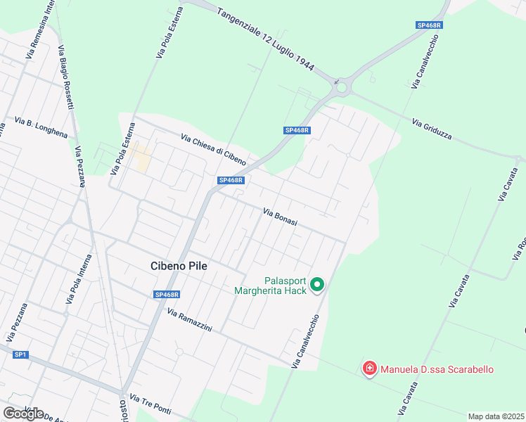 map of restaurants, bars, coffee shops, grocery stores, and more near 3 Via Bonasi in Carpi