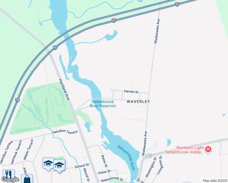 map of restaurants, bars, coffee shops, grocery stores, and more near 199 Harriet Street in Pittsfield