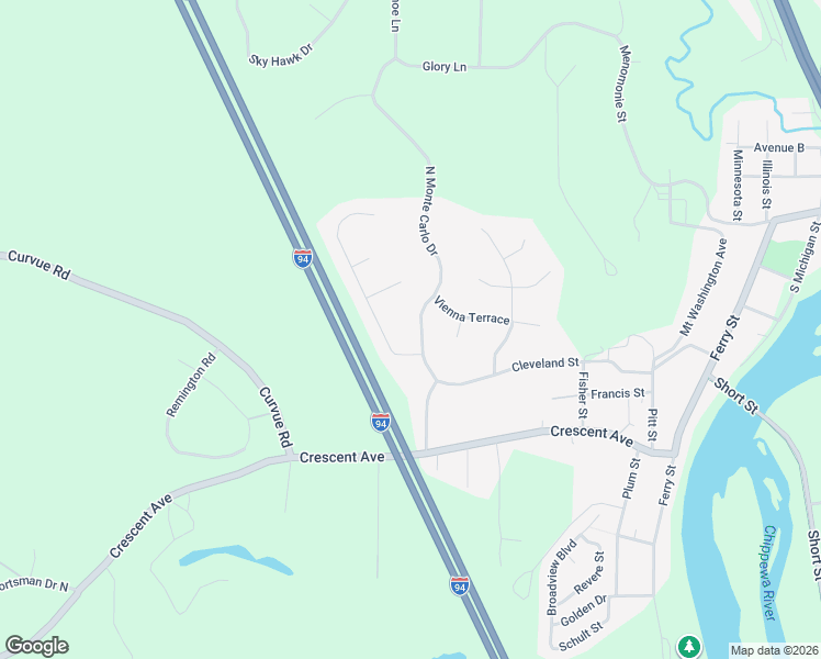 map of restaurants, bars, coffee shops, grocery stores, and more near 2444 Kenora Parkway in Eau Claire