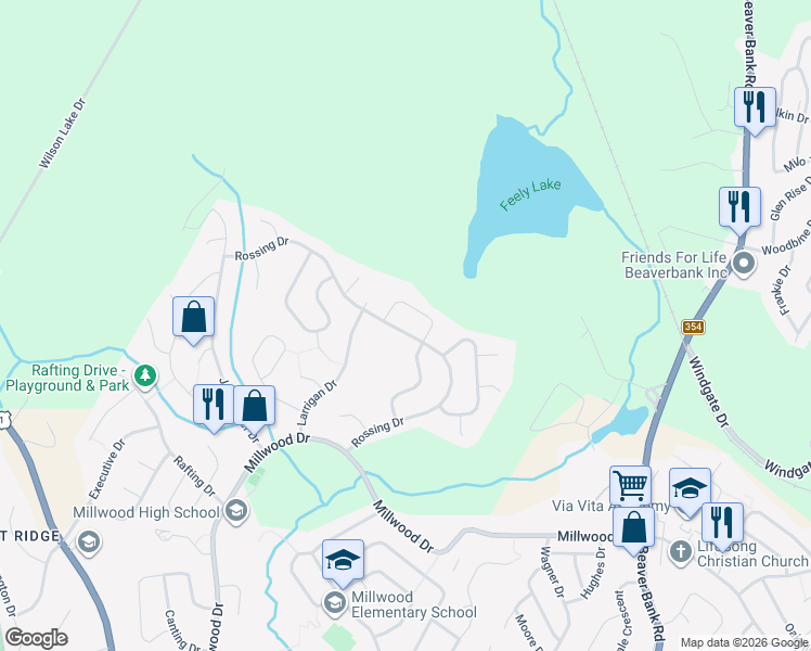 map of restaurants, bars, coffee shops, grocery stores, and more near 135 Rossing Drive in Middle Sackville
