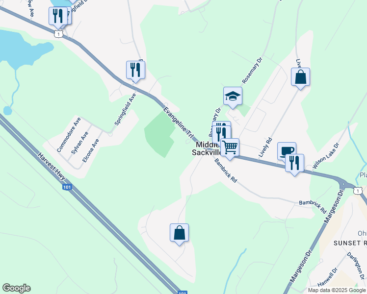 map of restaurants, bars, coffee shops, grocery stores, and more near 1766 Sackville Drive in Middle Sackville
